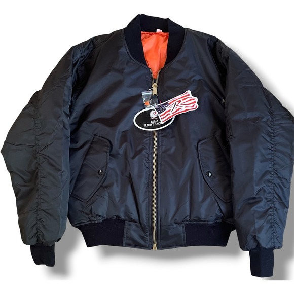 Rothco Other - Rothco MA-1 Flight Jacket Black Marine Bulldogs Graphic Bomber Mens Small NWT